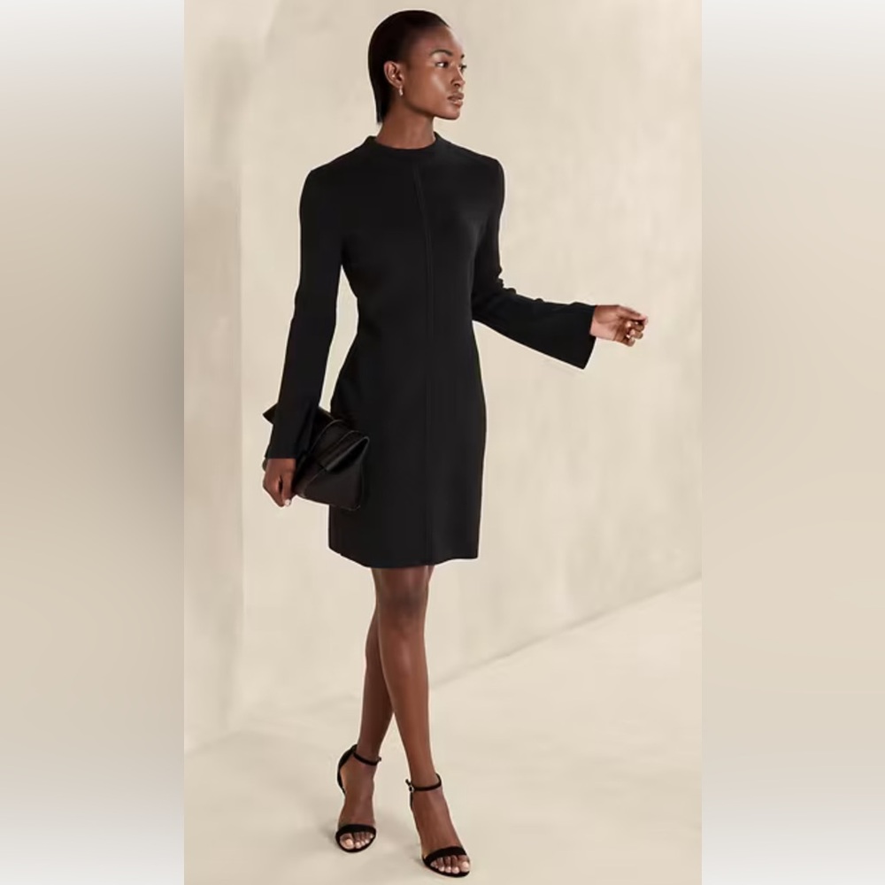 Banana Republic Black Mock Neck Mini Sweater Dress - Women’s Size L